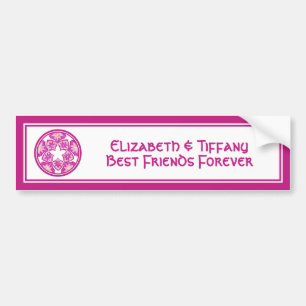 Paarse Best Friends Floral Tiles Bumpersticker
