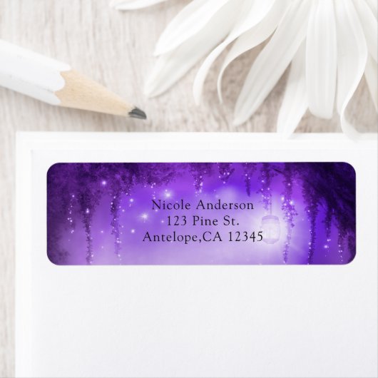 Paarse betoverde Forest Fantasy bruiloft uitnodigi Etiket (Insitu)