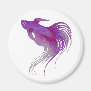 Paarse Betta Fish Waterverf Magneet