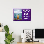 Paarse Beveled Art Deco Birthday Foto Poster (Thuiskantoor)