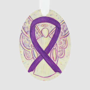 Paarse Bewustmaking Ribbon Angel Ornament Pendant
