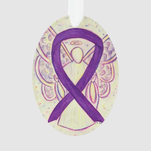 Paarse Bewustmaking Ribbon Angel Ornament Pendant (achterkant)
