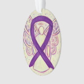 Paarse Bewustmaking Ribbon Angel Ornament Pendant (voorkant)