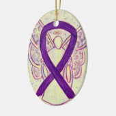 Paarse Bewustmaking Ribbon Angel Verwerende Orname Keramisch Ornament (Links)