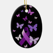 Paarse bewustmakingslint keramisch ornament (Achterkant)