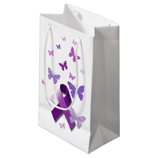 Paarse bewustmakingslint klein cadeauzakje (Voorkant Gekanteld)