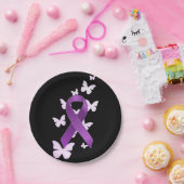 Paarse bewustmakingslint papieren bordje (Feest)