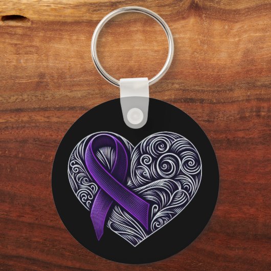 Paarse bewustmakingslint sleutelhanger (Voorkant)