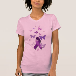Paarse bewustmakingslint t-shirt