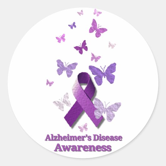 Paarse bewustwording Lint: Alzheimer Ronde Sticker (Voorkant)