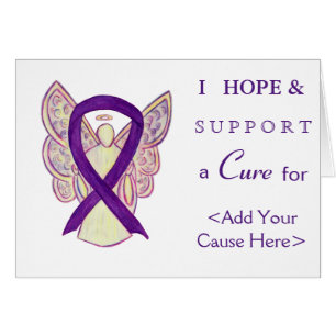 Paarse bewustwording Ribbon Angel Art Wenskaarten