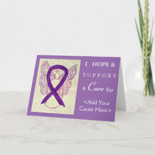 Paarse bewustwording Ribbon Angel Art Wenskaarten Kaart
