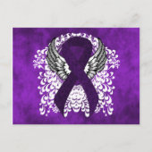 Paarse Bewustzijnslint met vleugels Briefkaart (Voorkant)