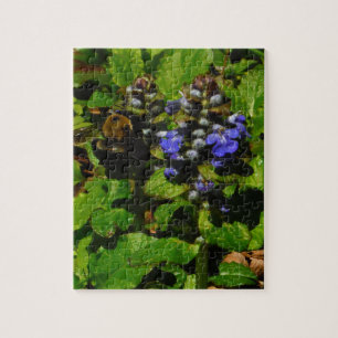 Paarse bijenbalm en roodbaars legpuzzel