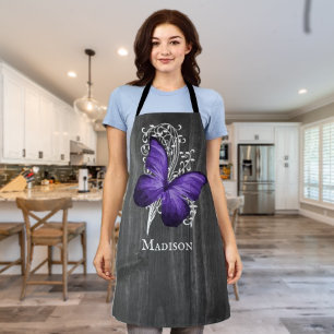 Paarse bijtende Butterfly gepersonaliseerd Apron Schort