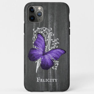 Paarse bijtende vlinder gepersonaliseerd iPhone 11 pro max hoesje