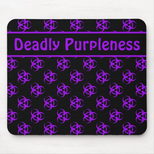 Paarse Biohazard Mousepad met aangepaste tekst Muismat (Voorkant)