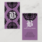 Paarse bl van het Monogram van het Damast van de Visitekaartje (Voorkant / Achterkant)