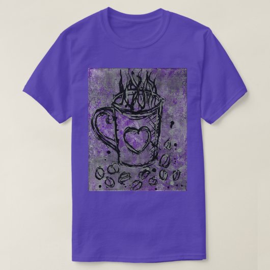 Paarse Black Coffee Abstract Coffe cup Paintin T-shirt (Design voorkant)