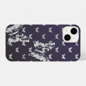 Paarse Black Silver Butterflies iPhone 14 Hoesjes iPhone Hoesje (Achterkant horizontaal)