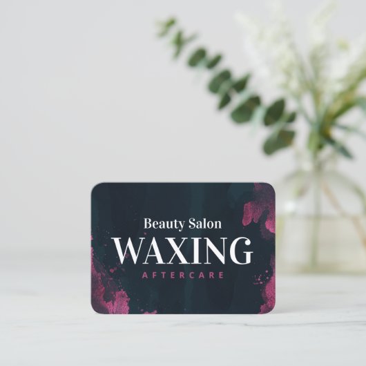 Paarse Black Waxing Aftercare Card Visitekaartje (Staand voorkant)