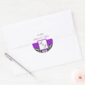 Paarse Black Wedding Monogram Damask Sticker (Envelop)