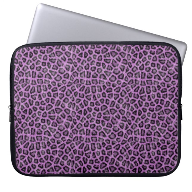 Paarse bladdruk laptop sleeve (Voorkant)