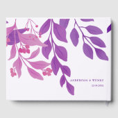 Paarse bladeren bruiloft thema gastenboek (Achterkant)