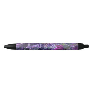 Paarse bladeren patroon gepersonaliseerd blauwe inkt pen