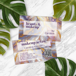 Paarse Blauw Donkerroze Goud Marmeren Kunstpatroon Visitekaartje