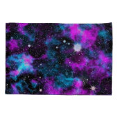 Paarse blauw galaxy-ruimtesterren kussensloop (Achterkant-Links)