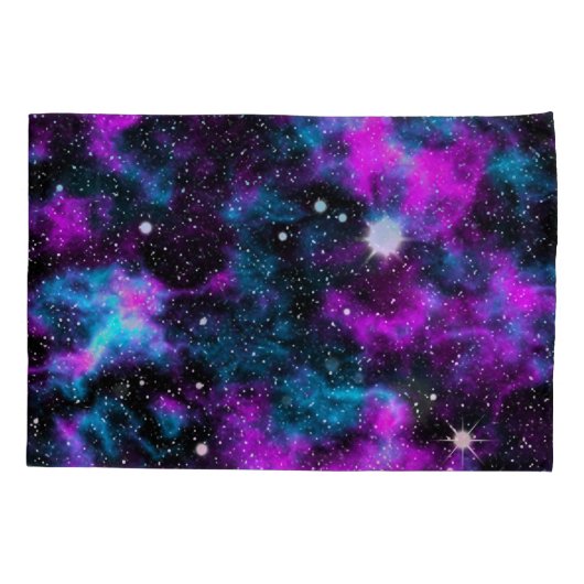 Paarse blauw galaxy-ruimtesterren kussensloop (Achterkant-Links)