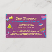 Paarse Blauw Geel Huishoudster schoonmaak Janitori Visitekaartje (Achterkant)