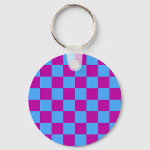 Paarse blauw geruit controlepatroon sleutelhanger