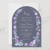 Paarse Blauw Grijs Roos Tuinbogen Canopy Wedding Kaart (Voorkant)