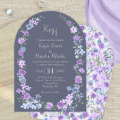 Paarse Blauw Grijs Roos Tuinbogen Canopy Wedding Kaart