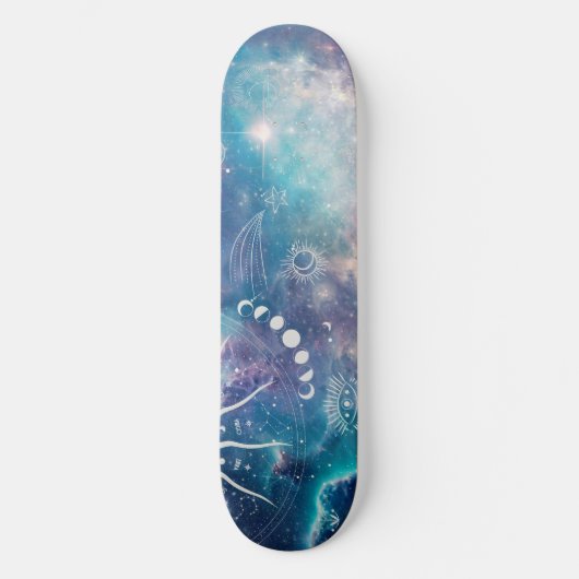 Paarse blauw hemelpatroon skateboard (Voorkant)