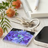 Paarse blauw Hydrangeas paarse bloemen Beste Tante Sleutelhanger (Voorkant Rechts)