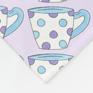 Paarse blauw pokdot Teacup Tea Party Cups Fleece Deken