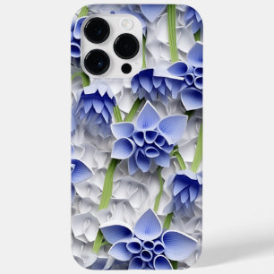 PAARSE BLAUW WIT 3-D PAPIER LOOK BLUEBELLS Case-Mate iPhone 14 PRO MAX HOESJE