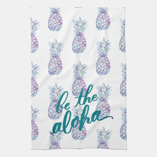 Paarse blauwe ananas Aloha Kitchen Towel Theedoek (Verticaal)