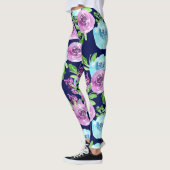 paarse blauwe bloem leggings (Links)