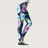paarse blauwe bloem leggings (Rechts)