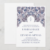 Paarse blauwe bloemen Indiaas Bollywood Aziatische Kaart (Voorkant / Achterkant)