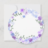 Paarse, Blauwe Bloemen Trouwtafel Naam Plaats Kaar Kaart (Voorkant)