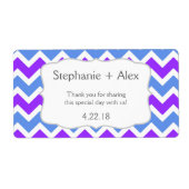 Paarse & Blauwe Chevron Waterfles - pas het aan! Etiket (Voorkant)