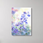 Paarse Blauwe Delphinium Bloemenprint op Canvas (Voorkant)