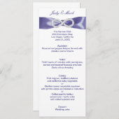 Paarse Blauwe Diamant Oneindigheid Trouwmenu Kaart (Voorkant / Achterkant)