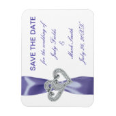 Paarse blauwe diamanten harten sparen de datum mag magneet (Verticaal)