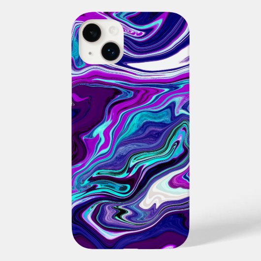 Paarse, blauwe en Blauwgroen Abstracte Fluid Art Case-Mate iPhone Case (Achterkant)